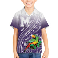 Personalized Manua High School Family Matching Puletasi and Hawaiian Shirt Polynesian Tribal Pattern LT05 Son's Shirt Purple - Polynesian Pride