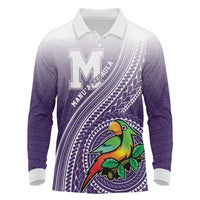 Personalized Manua High School Long Sleeve Polo Shirt Polynesian Tribal Pattern LT05 Purple - Polynesian Pride