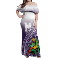 Personalized Manua High School Off Shoulder Maxi Dress Polynesian Tribal Pattern