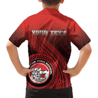 Personalized Fagaitua High School Family Matching Off Shoulder Short Dress and Hawaiian Shirt Polynesian Tribal Pattern