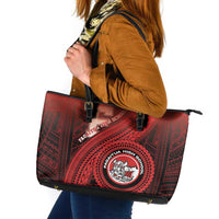 Fagaitua High School Leather Tote Bag Polynesian Tribal Pattern