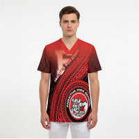 Personalized Fagaitua High School Scrub Top Polynesian Tribal Pattern - Polynesian Pride