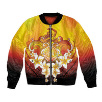 Tahiti Heiva Festival Bomber Jacket Tahitian Vahine Plumeria Flowers