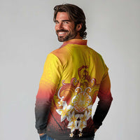 Tahiti Heiva Festival Long Sleeve Polo Shirt Tahitian Vahine Plumeria Flowers