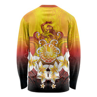 Tahiti Heiva Festival Long Sleeve Shirt Tahitian Vahine Plumeria Flowers