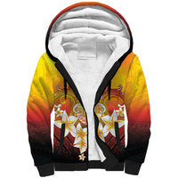 Tahiti Heiva Festival Sherpa Hoodie Tahitian Vahine Plumeria Flowers