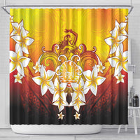 Tahiti Heiva Festival Shower Curtain Tahitian Vahine Plumeria Flowers