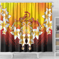 Tahiti Heiva Festival Shower Curtain Tahitian Vahine Plumeria Flowers