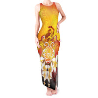 Tahiti Heiva Festival Tank Maxi Dress Tahitian Vahine Plumeria Flowers