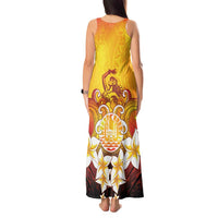 Tahiti Heiva Festival Tank Maxi Dress Tahitian Vahine Plumeria Flowers