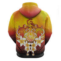 Tahiti Heiva Festival Zip Hoodie Tahitian Vahine Plumeria Flowers
