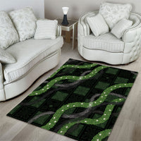 Hawaiian Quilt Area Rug Pele Hair Hinahina Lei Black Version