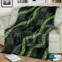 Hawaiian Quilt Blanket Pele Hair Hinahina Lei Black Version