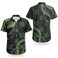 Hawaiian Quilt Couples Matching Off Shoulder Maxi Dress and Hawaiian Shirt Pele Hair Hinahina Lei Black Version LT05 - Polynesian Pride