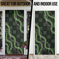 Hawaiian Quilt Door Cover Pele Hair Hinahina Lei Black Version