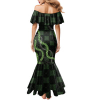Hawaiian Quilt Family Matching Mermaid Dress and Hawaiian Shirt Pele Hair Hinahina Lei Black Version