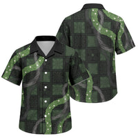 Hawaiian Quilt Family Matching Off Shoulder Maxi Dress and Hawaiian Shirt Pele Hair Hinahina Lei Black Version LT05 Son's Shirt Black - Polynesian Pride