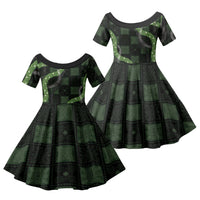 Hawaiian Quilt Family Matching Short Sleeve Bodycon Dress and Hawaiian Shirt Pele Hair Hinahina Lei Black Version LT05 Daughter's Dress Black - Polynesian Pride