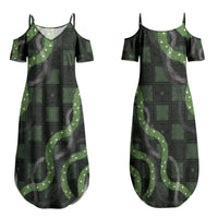 Hawaiian Quilt Family Matching Summer Maxi Dress and Hawaiian Shirt Pele Hair Hinahina Lei Black Version LT05 Mom's Dress Black - Polynesian Pride