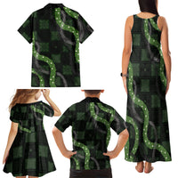 Hawaiian Quilt Family Matching Tank Maxi Dress and Hawaiian Shirt Pele Hair Hinahina Lei Black Version LT05 Mom's Dress Black - Polynesian Pride