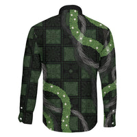Hawaiian Quilt Family Matching Tank Maxi Dress and Hawaiian Shirt Pele Hair Hinahina Lei Black Version