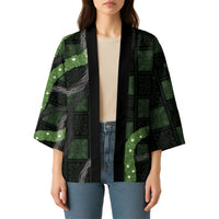 Hawaiian Quilt Kimono Pele Hair Hinahina Lei Black Version