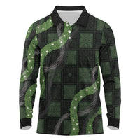 Hawaiian Quilt Long Sleeve Polo Shirt Pele Hair Hinahina Lei Black Version