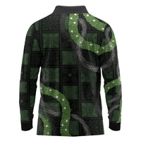 Hawaiian Quilt Long Sleeve Polo Shirt Pele Hair Hinahina Lei Black Version