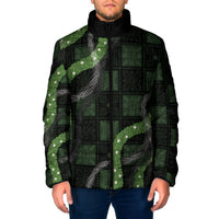 Hawaiian Quilt Padded Jacket Pele Hair Hinahina Lei Black Version