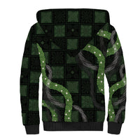 Hawaiian Quilt Sherpa Hoodie Pele Hair Hinahina Lei Black Version