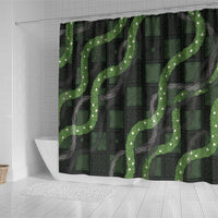 Hawaiian Quilt Shower Curtain Pele Hair Hinahina Lei Black Version
