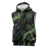Hawaiian Quilt Sleeveless Zip Hoodie Pele Hair Hinahina Lei Black Version