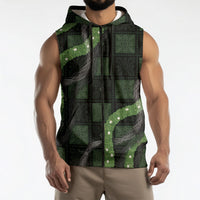 Hawaiian Quilt Sleeveless Zip Hoodie Pele Hair Hinahina Lei Black Version