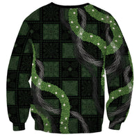 Hawaiian Quilt Sweatshirt Pele Hair Hinahina Lei Black Version