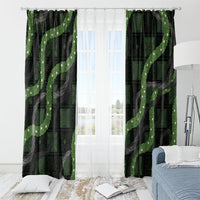 Hawaiian Quilt Window Curtain Pele Hair Hinahina Lei Black Version