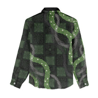Hawaiian Quilt Women Casual Shirt Pele Hair Hinahina Lei Black Version