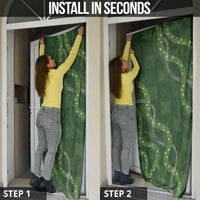 Hawaiian Quilt Door Cover Pele Hair Hinahina Lei Green Version