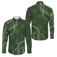 Hawaiian Quilt Family Matching Puletasi and Hawaiian Shirt Pele Hair Hinahina Lei Green Version LT05 Dad's Shirt - Long Sleeve Green - Polynesian Pride