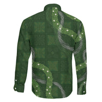 Hawaiian Quilt Family Matching Puletasi and Hawaiian Shirt Pele Hair Hinahina Lei Green Version