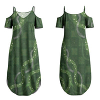 Hawaiian Quilt Family Matching Summer Maxi Dress and Hawaiian Shirt Pele Hair Hinahina Lei Green Version LT05 Mom's Dress Green - Polynesian Pride