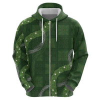 Hawaiian Quilt Hoodie Pele Hair Hinahina Lei Green Version