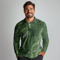 Hawaiian Quilt Long Sleeve Polo Shirt Pele Hair Hinahina Lei Green Version