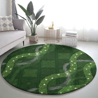 Hawaiian Quilt Round Carpet Pele Hair Hinahina Lei Green Version