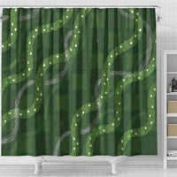 Hawaiian Quilt Shower Curtain Pele Hair Hinahina Lei Green Version