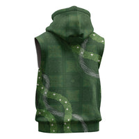 Hawaiian Quilt Sleeveless Hoodie Pele Hair Hinahina Lei Green Version