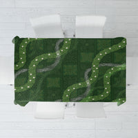 Hawaiian Quilt Tablecloth Pele Hair Hinahina Lei Green Version