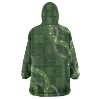 Hawaiian Quilt Wearable Blanket Hoodie Pele Hair Hinahina Lei Green Version