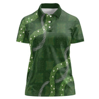 Hawaiian Quilt Women Polo Shirt Pele Hair Hinahina Lei Green Version