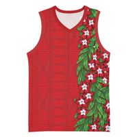 Tonga Language Week Basketball Jersey Heilala Floral Red