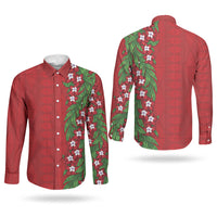 Tonga Language Week Couples Matching Tank Maxi Dress and Long Sleeve Button Shirt Heilala Floral Red